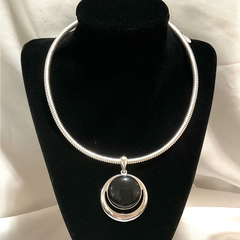 Liz Claiborne Silver tone Flat Rope Chain with Pendant Necklace - Picture 7 of 7
